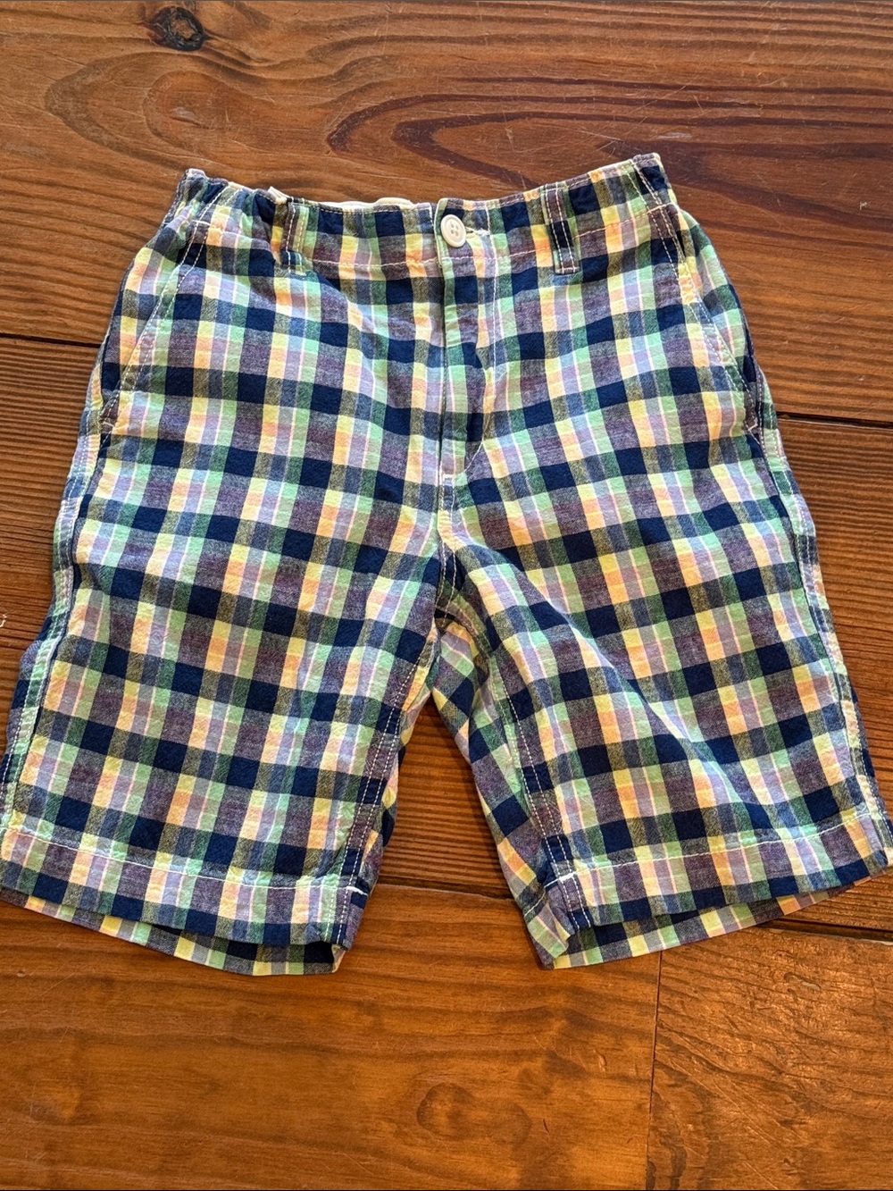 GAP Plaid Cotton Shorts - Navy, Yellow & Green